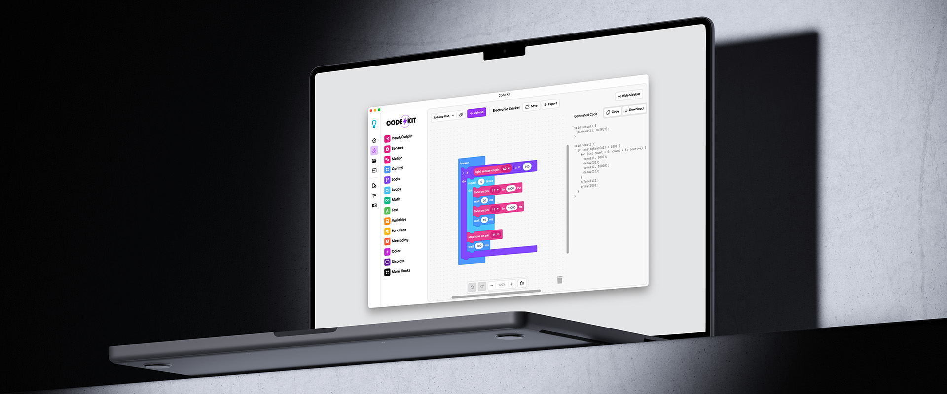 Code Kit 11 Code Kit Desktop App on a MacBook Pro laptop